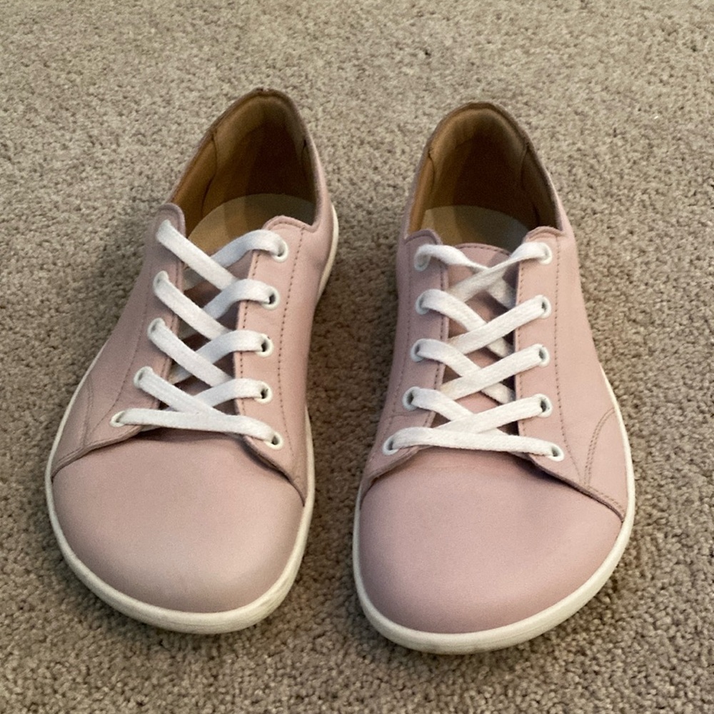 Pink Lace-Up Sneakers with White Soles